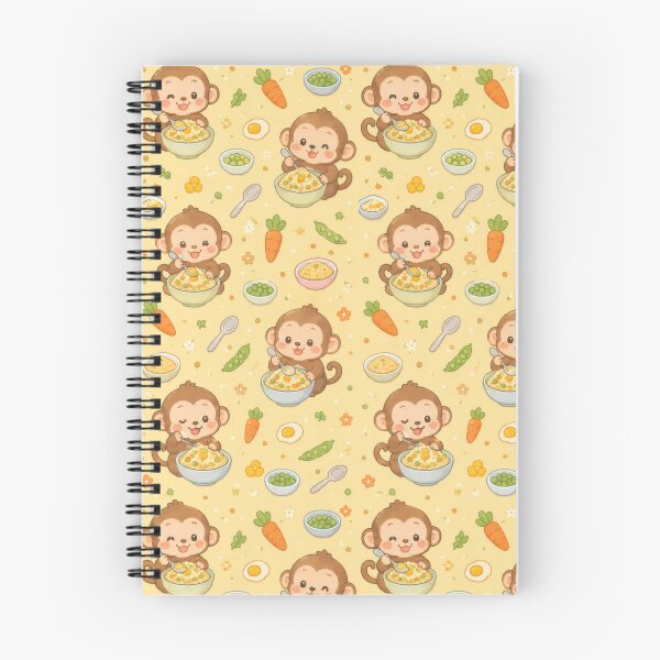 Item preview, Monkey Fried Rice Pattern | Cute Kawaii Foodie Design designed and sold by Soft Berry Studio.