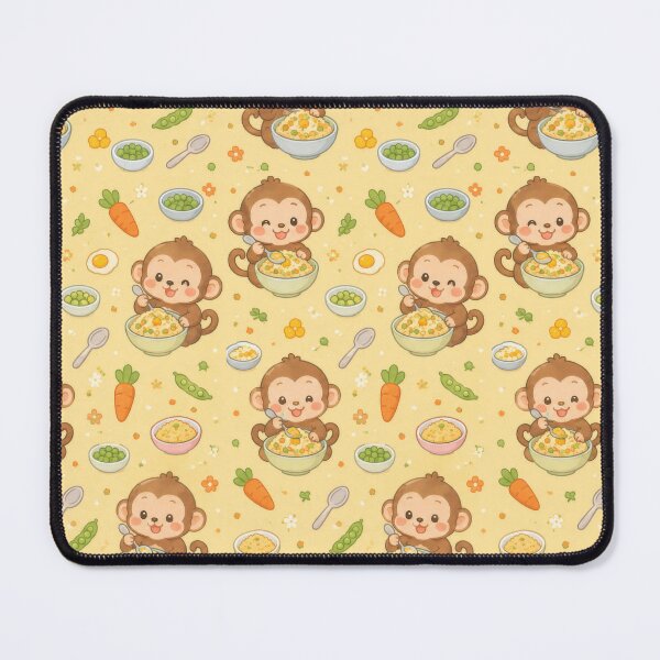 Item preview, Monkey Fried Rice Pattern | Cute Kawaii Foodie Design designed and sold by Soft Berry Studio.