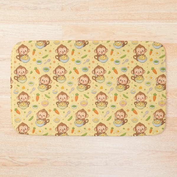 Item preview, Monkey Fried Rice Pattern | Cute Kawaii Foodie Design designed and sold by Soft Berry Studio.