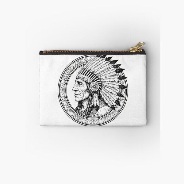 Item preview, Native American Chief Portrait In Circle designed and sold by Linework Studio.