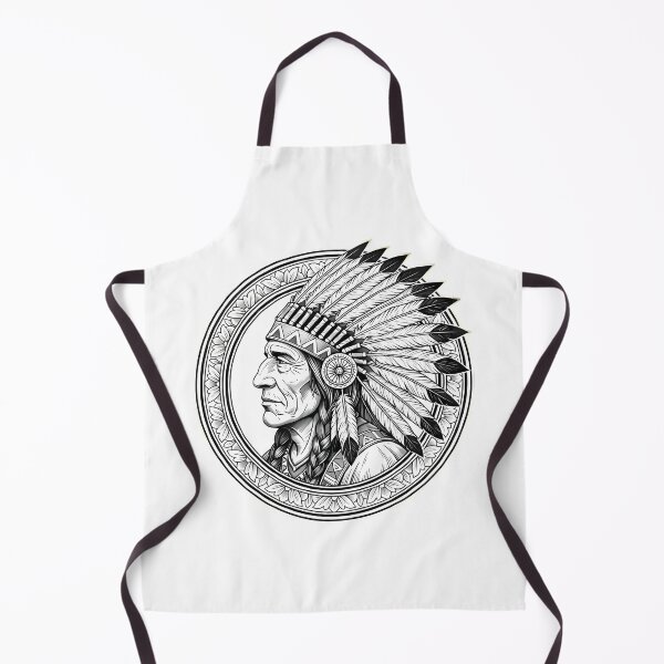 Item preview, Native American Chief Portrait In Circle designed and sold by Linework Studio.