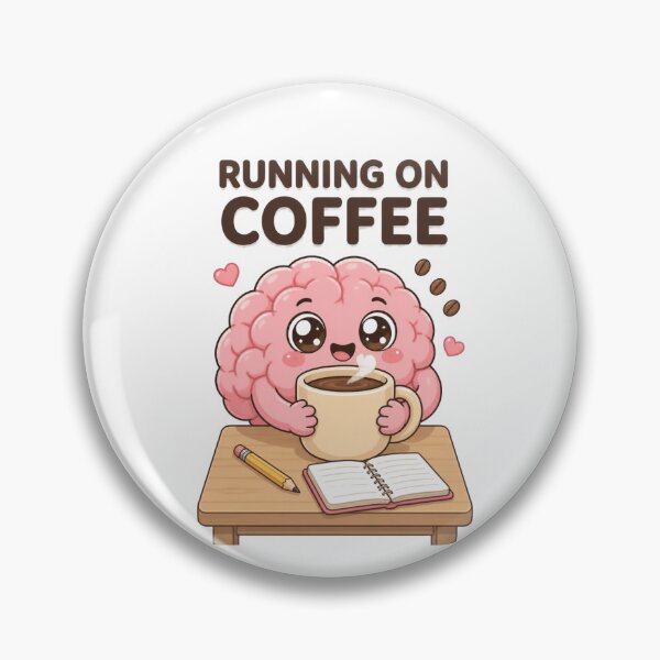 Item preview, Running On Coffee – Cute Funny Brain Cartoon Sticker designed and sold by Kiinaaa.