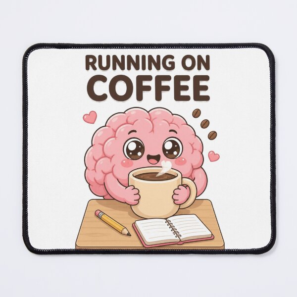 Item preview, Running On Coffee – Cute Funny Brain Cartoon Sticker designed and sold by Kiinaaa.
