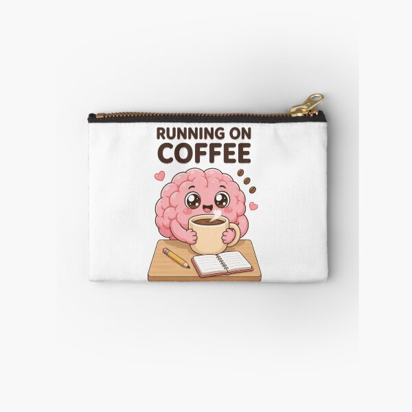 Item preview, Running On Coffee – Cute Funny Brain Cartoon Sticker designed and sold by Kiinaaa.