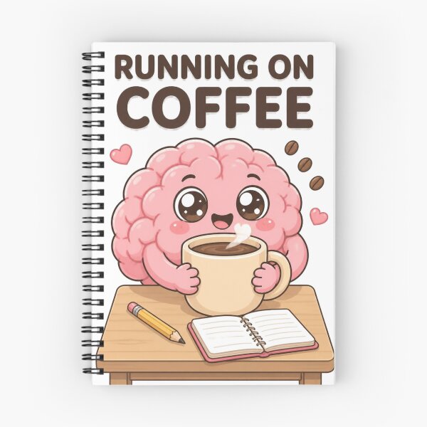 Item preview, Running On Coffee – Cute Funny Brain Cartoon Sticker designed and sold by Kiinaaa.