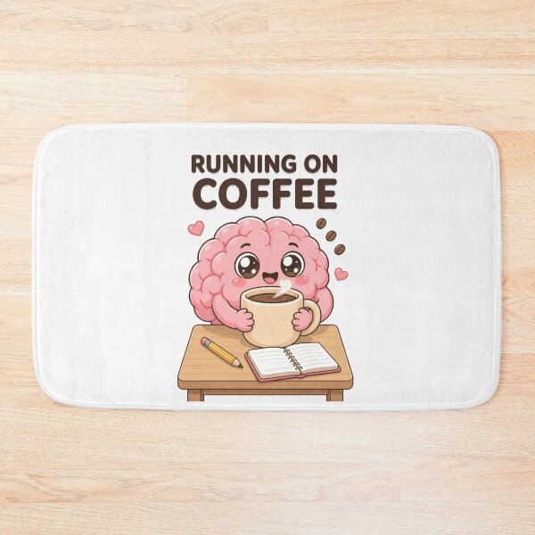 Item preview, Running On Coffee – Cute Funny Brain Cartoon Sticker designed and sold by Kiinaaa.