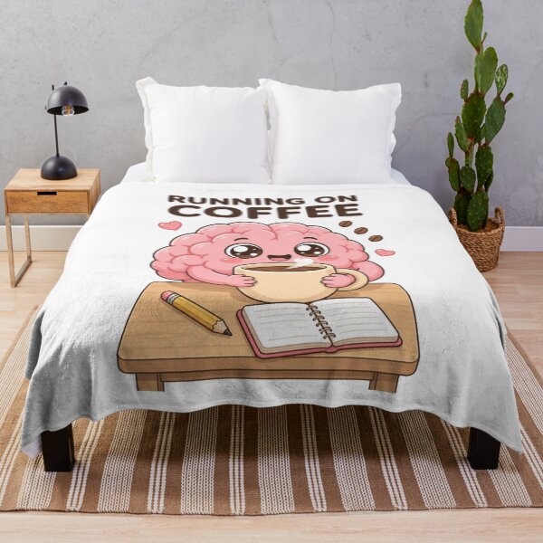 Item preview, Running On Coffee – Cute Funny Brain Cartoon Sticker designed and sold by Kiinaaa.