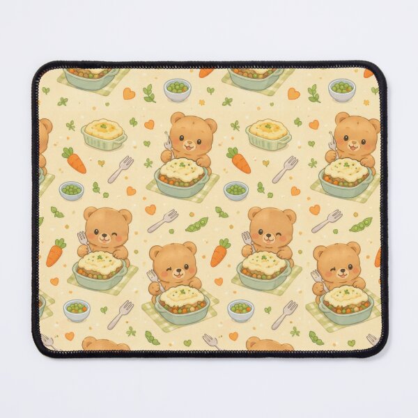 Item preview, Teddy Bear Shepherds Pie Pattern | Cute Kawaii Comfort Food designed and sold by Soft Berry Studio.