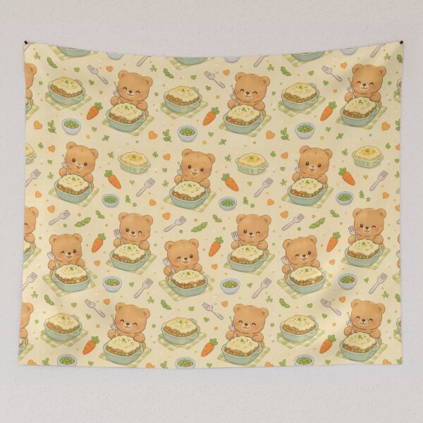 Item preview, Teddy Bear Shepherds Pie Pattern | Cute Kawaii Comfort Food designed and sold by Soft Berry Studio.