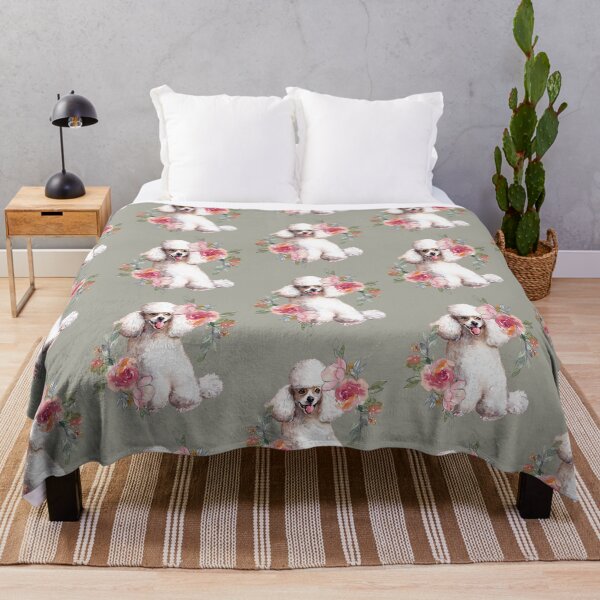 Item preview, Lindo perro caniche blanco con flores, arte en acuarela. designed and sold by adriana-holmes.