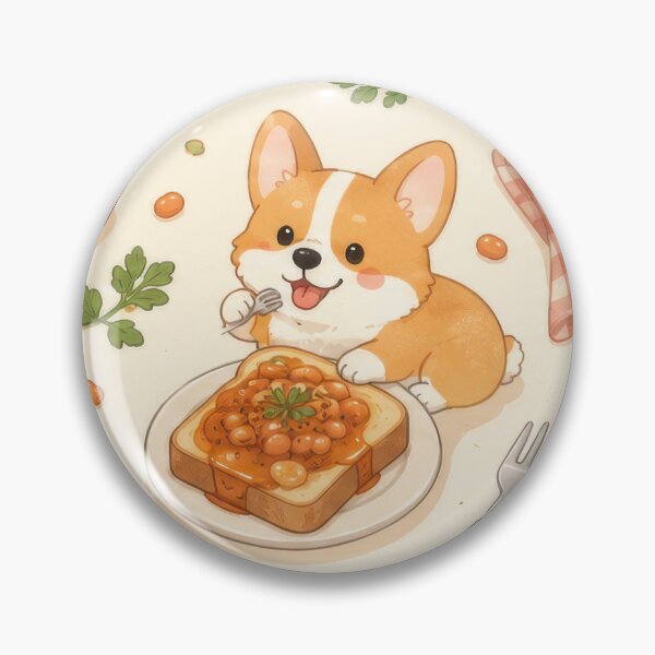 Item preview, Corgi Baked Beans Toast Pattern | Cute Kawaii Foodie Design designed and sold by Soft Berry Studio.