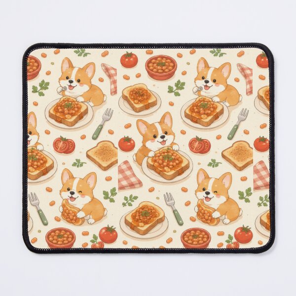 Item preview, Corgi Baked Beans Toast Pattern | Cute Kawaii Foodie Design designed and sold by Soft Berry Studio.
