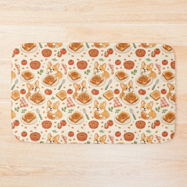 Item preview, Corgi Baked Beans Toast Pattern | Cute Kawaii Foodie Design designed and sold by Soft Berry Studio.