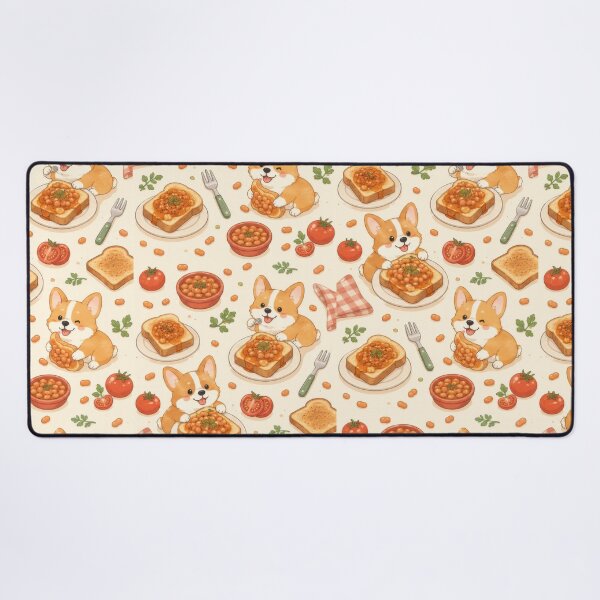 Item preview, Corgi Baked Beans Toast Pattern | Cute Kawaii Foodie Design designed and sold by Soft Berry Studio.