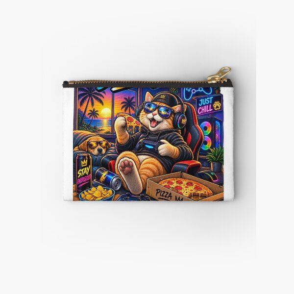 Item preview, Funny Gamer Cat Shirt – Game Now Stress Later Gaming Cat Pizza designed and sold by Molli98.