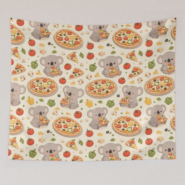 Item preview, Koala Veggie Pizza Pattern | Cute Kawaii Foodie Design designed and sold by Soft Berry Studio.