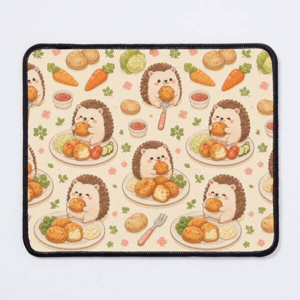 Item preview, Hedgehog Potato Croquette Pattern | Cute Kawaii Foodie Design designed and sold by Soft Berry Studio.