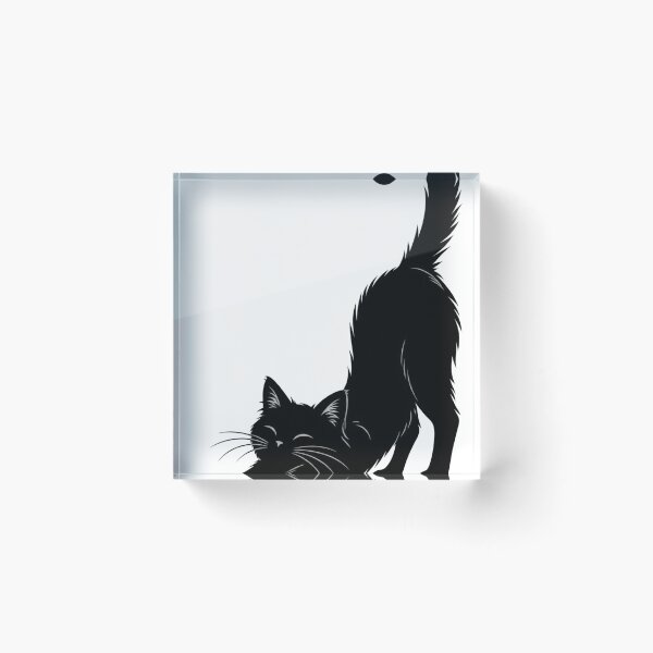 Item preview, Stretching Black Cat Silhouette | Minimalist Cat Pose | Cat Lover Gift designed and sold by Skedart.