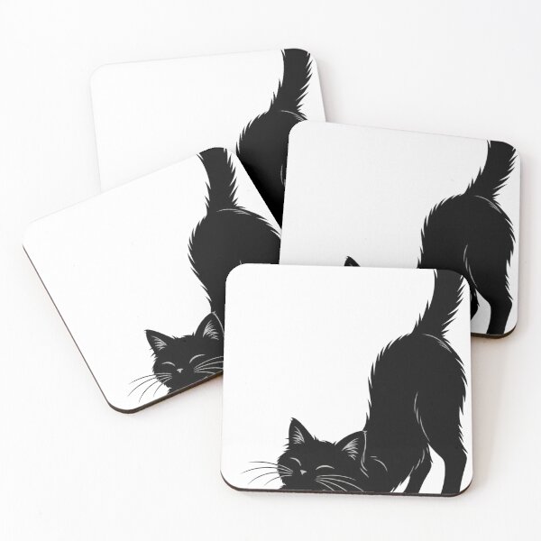 Item preview, Stretching Black Cat Silhouette | Minimalist Cat Pose | Cat Lover Gift designed and sold by Skedart.