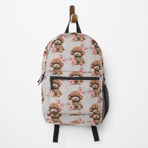 Item preview, Cute Brown Toy Poodle Puppy with Flowers Watercolor Art designed and sold by adriana-holmes.