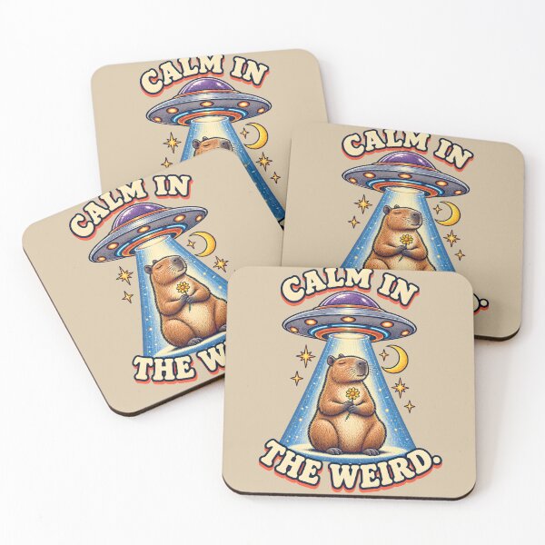 Item preview, Calm in the Weird – Capybara UFO Abduction designed and sold by VioVibe.