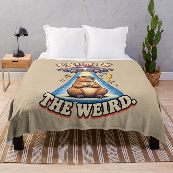 Item preview, Calm in the Weird – Capybara UFO Abduction designed and sold by VioVibe.