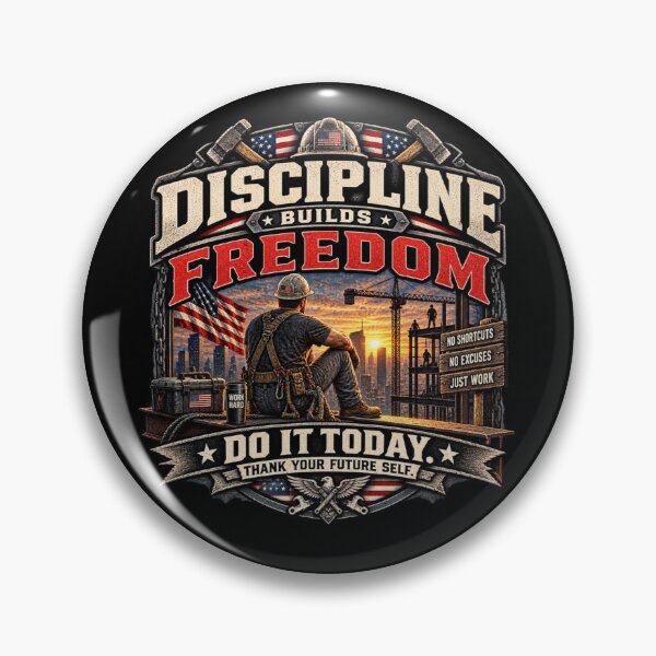 Item preview, Discipline Builds Freedom - Vintage Construction Worker Motivation T-Shirt designed and sold by DomKo10.