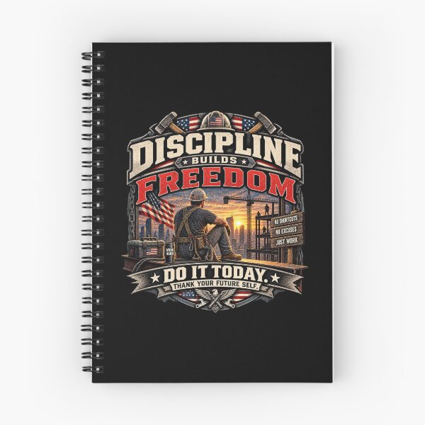 Item preview, Discipline Builds Freedom - Vintage Construction Worker Motivation T-Shirt designed and sold by DomKo10.