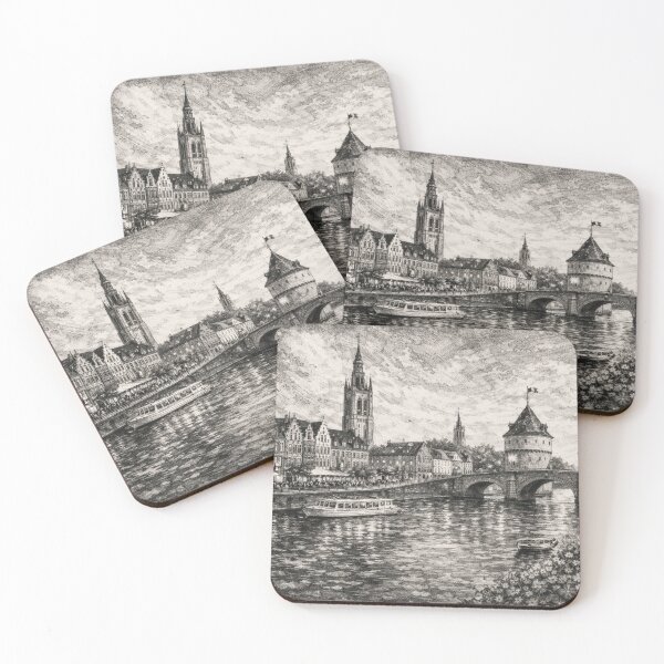 Item preview, A drawing of Kortrijk, Belgium – A Beautiful City in Europe. designed and sold by GalleryKauffeld.
