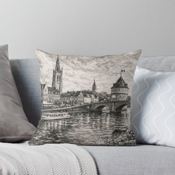 Item preview, A drawing of Kortrijk, Belgium – A Beautiful City in Europe. designed and sold by GalleryKauffeld.