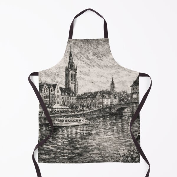 Item preview, A drawing of Kortrijk, Belgium – A Beautiful City in Europe. designed and sold by GalleryKauffeld.