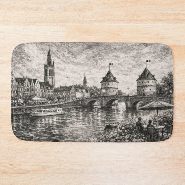 Item preview, A drawing of Kortrijk, Belgium – A Beautiful City in Europe. designed and sold by GalleryKauffeld.