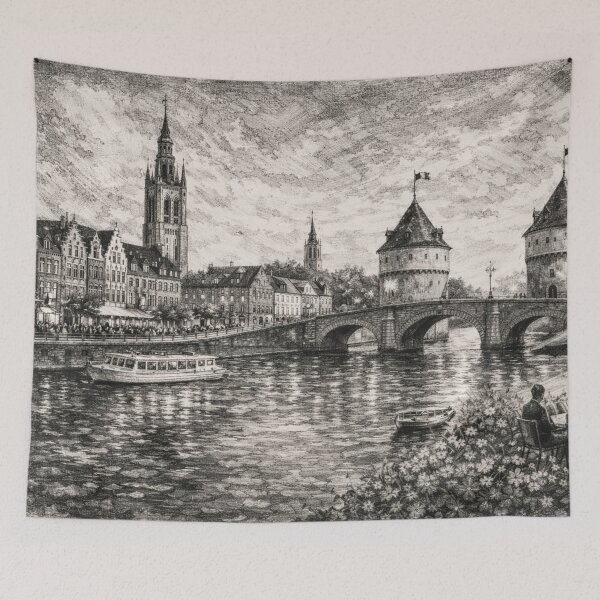 Item preview, A drawing of Kortrijk, Belgium – A Beautiful City in Europe. designed and sold by GalleryKauffeld.