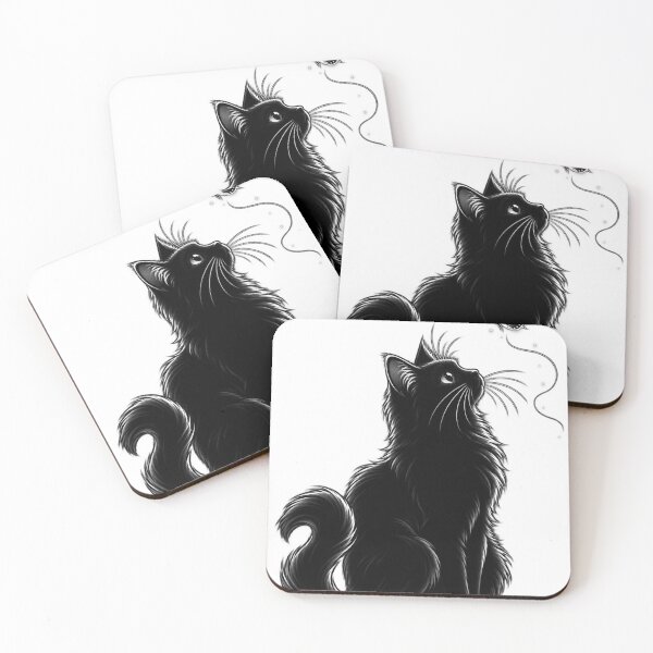 Item preview, Black Cat Watching Butterfly | Black Cat Silhouette Art | Minimalist Cat Lover Gift designed and sold by Skedart.