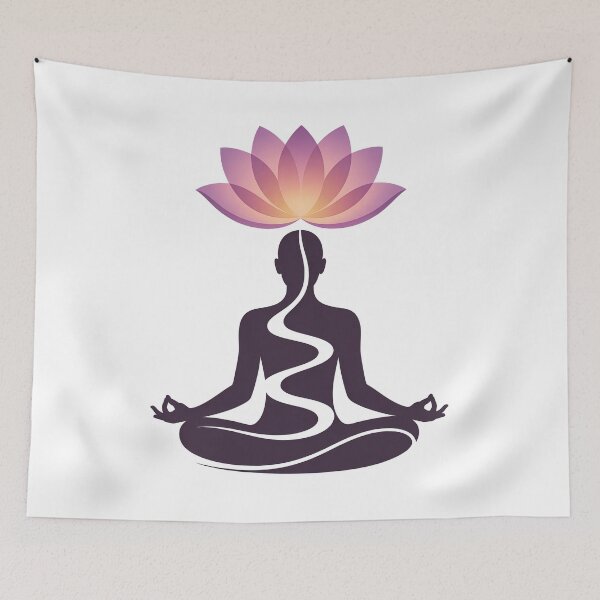 Item preview, Lotus Overhead Flow Ing White Line Meditating for Stress Relief designed and sold by 108stillness.