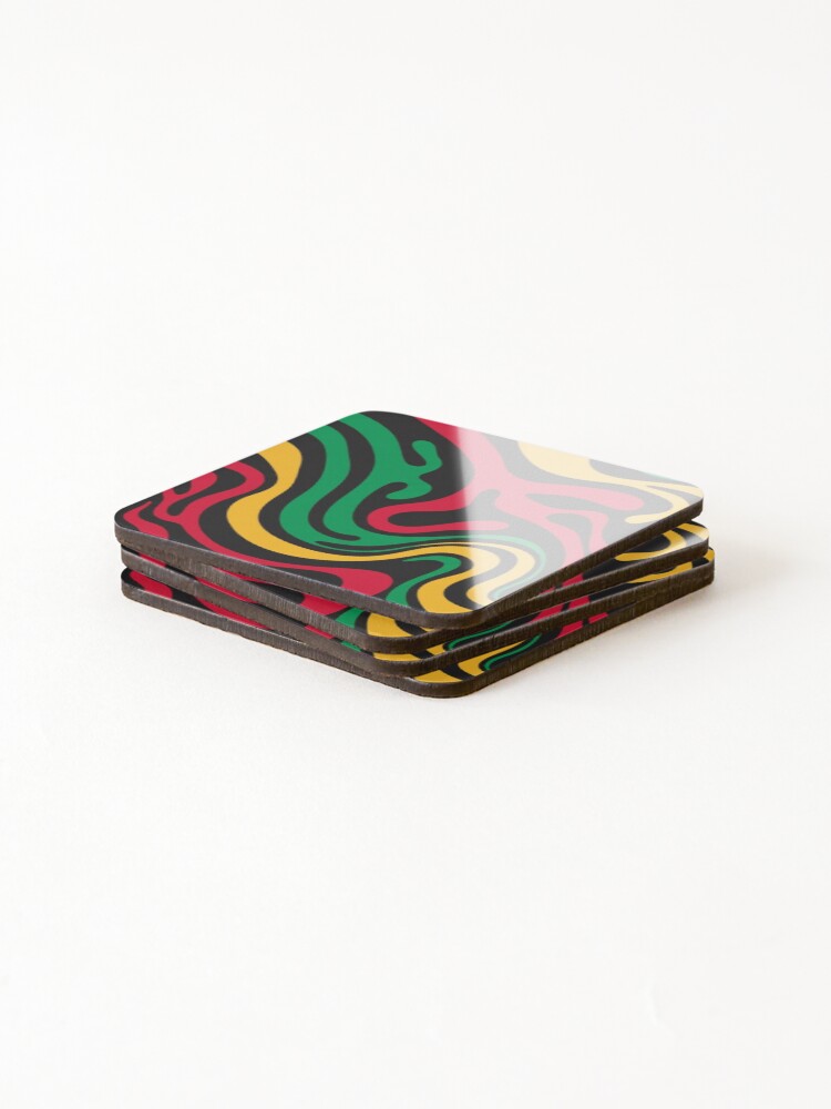 Thumbnail 4 of 5, Coasters (Set of 4), Reggae Swirl designed and sold by RastaColors.