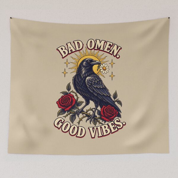 Item preview, Bad Omen, Good Vibes – Raven with Roses designed and sold by VioVibe.