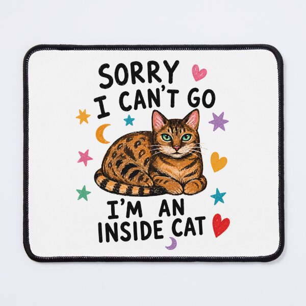 Item preview, Sorry I Can't Go I'm An Inside Cat Bengal Cat Lover Introvert Vintage Humor designed and sold by VGAfanatic.