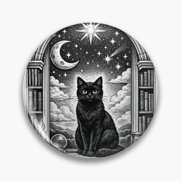 Item preview, Black Cat in a Library Window — Cozy Bookish Cat designed and sold by digital.stickerperso.com.