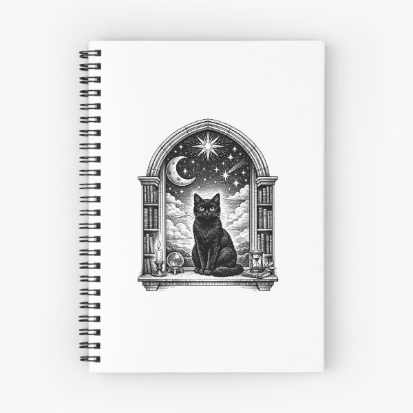 Item preview, Black Cat in a Library Window — Cozy Bookish Cat designed and sold by digital.stickerperso.com.