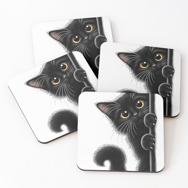 Item preview, Black Cat Peeking Silhouette | Curious Black Cat Design | Cat Lover Gift designed and sold by Skedart.