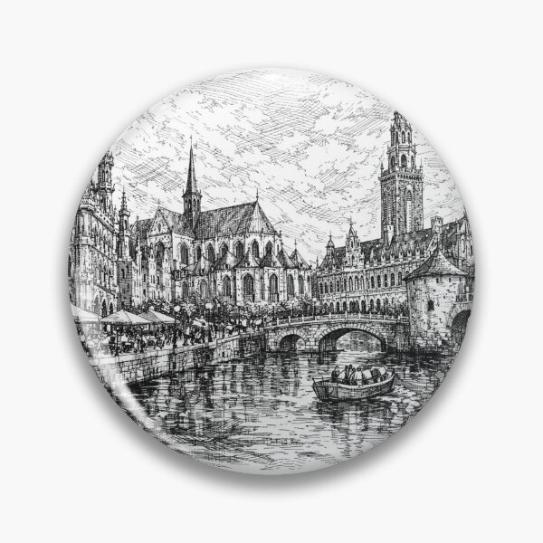 Item preview, A drawing of Leuven, Belgium – A Beautiful City in Europe. designed and sold by GalleryKauffeld.