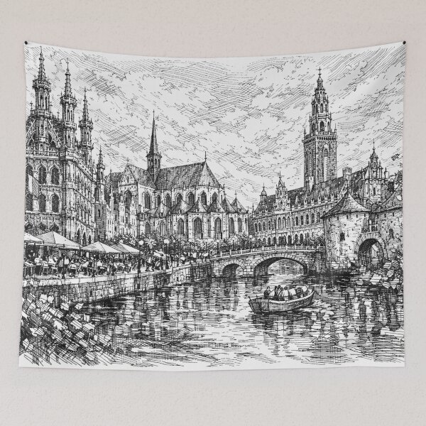 Item preview, A drawing of Leuven, Belgium – A Beautiful City in Europe. designed and sold by GalleryKauffeld.