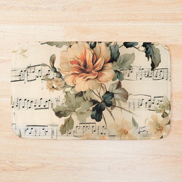 Item preview, Floral pattern. Musical notes. Retro. Vintage. designed and sold by MagelliShop.