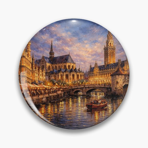 Item preview, A painting of Leuven by night – A Beautiful City in Belgium. designed and sold by GalleryKauffeld.