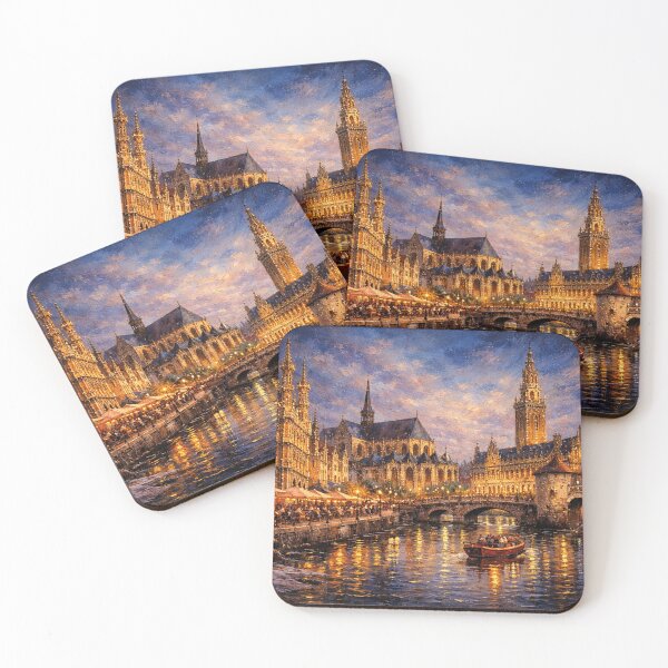 Item preview, A painting of Leuven by night – A Beautiful City in Belgium. designed and sold by GalleryKauffeld.