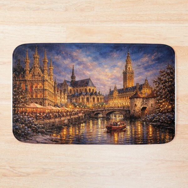Item preview, A painting of Leuven by night – A Beautiful City in Belgium. designed and sold by GalleryKauffeld.