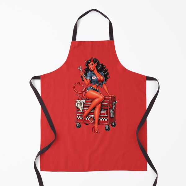 Item preview, Hell Yeah Devil Girl Mechanic – Retro Pin-Up Garage designed and sold by PIXEL POP DESIGNS - Beyond the Norm!.