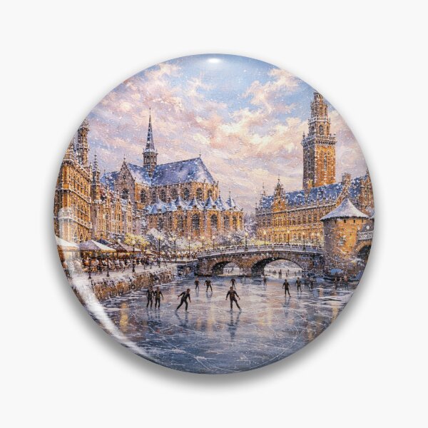 Item preview, Leuven in Belgium painting – A Winter Scene in This Beautiful European City. designed and sold by GalleryKauffeld.