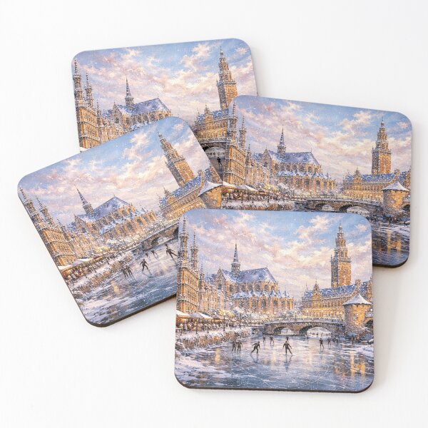 Item preview, Leuven in Belgium painting – A Winter Scene in This Beautiful European City. designed and sold by GalleryKauffeld.